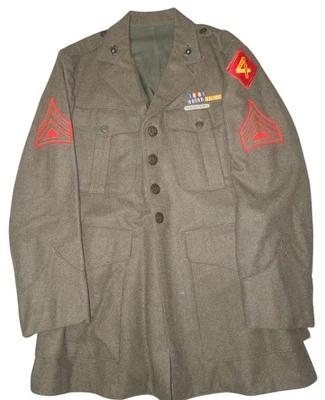 WWII USMC 4th Marine Division Named Technical Sergeant Uniform Jacket Ribbons - Image 1 of 4