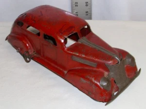 MARX 1936 LINCOLN ZEPHYR CUERDA ACERO PRENSADO COCHE JUGUETE ROJO AÑOS 30 - Imagen 1 de 5