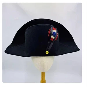 2024 Napoleón Capitanes Franceses Bicorne Sombrero Gorra de Lana Juegos con disfraces Accesorios Regalo - Imagen 1 de 9