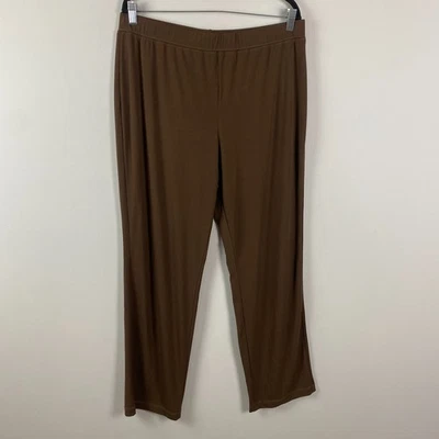Susan Graver Essentials Reg Liquid Knit Straight Leg Pants Size Large Brown - Image 1 of 4