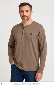 HERO Maglia Maniche Lunghe Uomo Marrone Casual Basic (IT 56, EU 52) - Foto 1 di 7