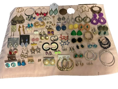 Large assortment of pierced earrings various sizes great value 50 plus pairs - Image 1 of 3