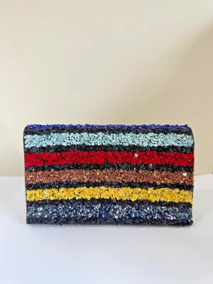 Alice+Olivia by Stacey Bendet Multi Sequin Beaded Jeweled Clutch Bag Purse $495 - Image 1 of 4