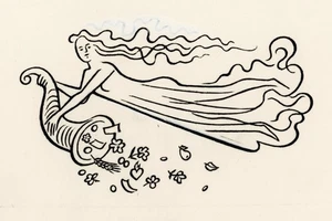 Boceto ángel cuerno de relleno dibujo a tinta original único - Imagen 1 de 2