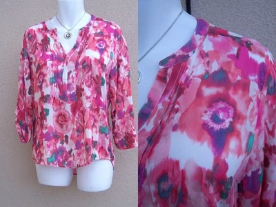 Giorgio Sant'Angelo NEW Tunic Top Blouse size L Watercolor Floral pink shirt NWT - Изображение 1 из 4