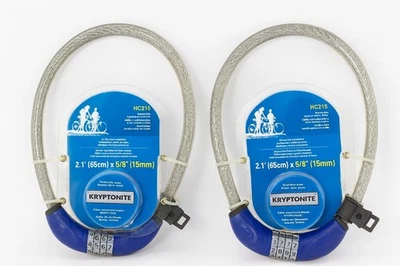 2x Kryptonite HC215 ComboSafe 2.1’ x 5/8” (65cm x 15mm) Bike Cable Lock Set New - Image 1 of 4