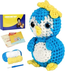 Kit Uncinetto per Principianti Impara ad Uncinetto Starter Kit Pinguino Blu - Foto 1 di 5