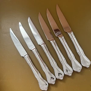 6 Steak Knives LATTICE ROSE Reed & Barton 18/10 stainless flatware China NEW - Picture 1 of 3