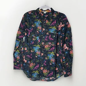 NEW Sundance Floral Joy Floral Button Up Shirt Bird 100% Cotton Boho Whimsical S - Picture 1 of 10