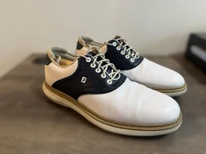 FOOTJOY Traditions Leather Saddle Golf Shoes 57899 White/Navy Size 8M - Picture 1 of 12