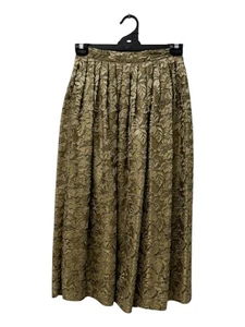 MICHAEL J Excellent Condition Women’s Gold Lace Midi Skirt Size 10 - Picture 1 of 5