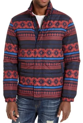 Chaqueta acolchada geométrica AMERICAN RAG para hombre - azul marino/rojo/azul - talla PEQUEÑA Foto 1 de 4