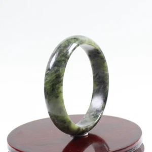 Brazalete Brazalete 60mm Certificado China 100% Natural Verde Negro Xiu Jade j6668 - Imagen 1 de 11