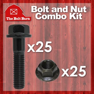 (25) Pernos de brida hexagonal M8-1,25x35 clase 10,9 DIN y (25) tuercas de bloqueo de brida M8-1,25 - Imagen 1 de 3