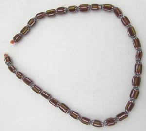 African Trade Beads 32 each, Brick Red Barrel Lapidary Glass Jewelry Beads - Picture 1 of 4