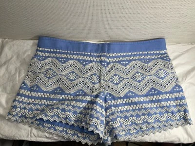 Pantalones Cortos Tory Burch Para Mujer Talla 8 Azul Ojales Playa Verano Lindos Bordados Preppy Foto 1 de 4