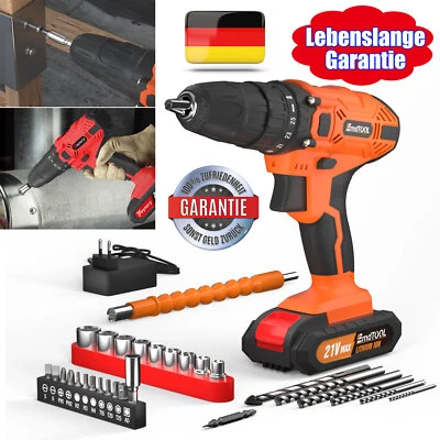 21V Akkuschrauber Set Schlagbohrschrauber Bohrmaschine Ladegerät mit 1/2 Akkus - Bild 1 von 4