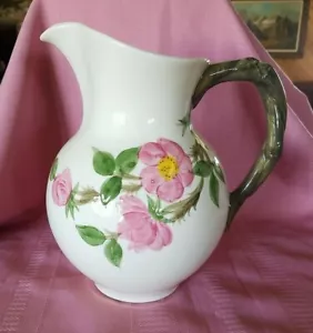 Vintage großer Franziskaner Wüstenrose Keramik Krug rosa grün 9" fliegend F - Bild 1 von 7