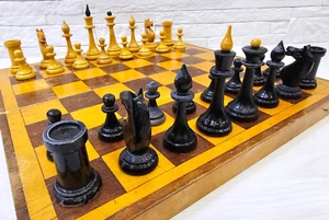Soviet Vintage Chess Set 1962 Gambit Latvian Style Wooden USSR Antique Chess - Picture 1 of 18