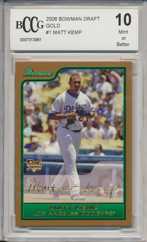 2006 Bowman Draft Gold Matt Kemp RC Rookie BGS/BCCG 10 Los Angeles Dodgers - Image 1 of 1