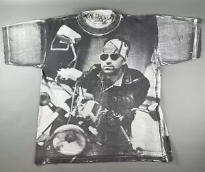 Vintage All Over Print Motorrad T-Shirt doppelte Größe L Handarbeit Harley Davidson Biker - Bild 1 von 7