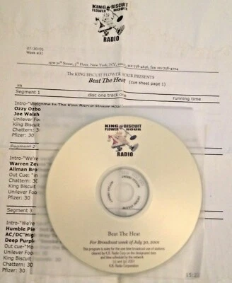 RADIO SHOW: KING BISCUIT HOUR 7/30/01 OZZY, HUMBLE PIE, WARREN ZEVON,DEEP PURPLE - Image 1 of 3