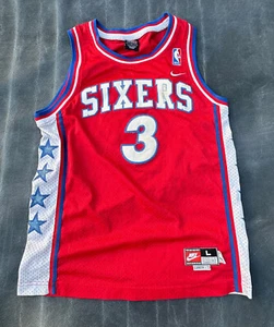 Vintage Nike NBA Philadelphia 76ers Allen Iverson #3 Jersey Size Youth L. - Picture 1 of 6