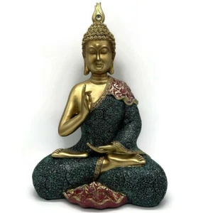 Buddha Statue Colorful Indoor Statue Golden Statue Home Decorative Statue 14" - Picture 1 of 5