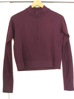 Camisa LULULEMON Descanso Menos Recortado 1/2 Cremallera Pullover Manga Larga Agujeros para el Pulgar Púrpura 8 Foto 1 de 4