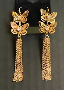 Pendientes de Colección Mariposa Estrás Borla Hombro Plumero Cuelga 3" Largo - Imagen 1 de 8