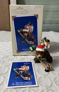 Hallmark Keepsake Hockey Thrills Christmas Tree Ornament Bear Nick & Christopher - Picture 1 of 7