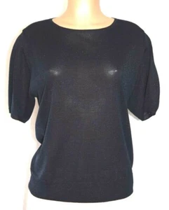 DRIES VAN NOTEN BLACK (WITH GOLD SPARKS) SHORT SLEEVES SEE THROUGH KNIT TOP SZ M - Picture 1 of 9