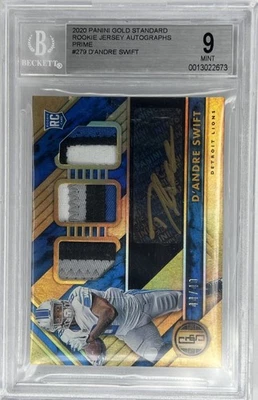 D'ANDRE SWIFT RPA - 2020 GOLD STANDARD ROOKIE TRIPLE PATCH AUTO # 44/49 BGS 9 - Image 1 of 4