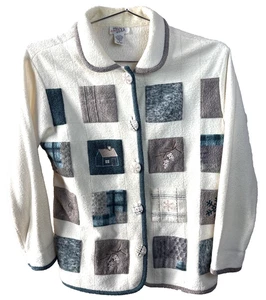 Vintage Teddi Women's S Fleece Button Jacket Embroidered Patchwork Cottagecore - Picture 1 of 5