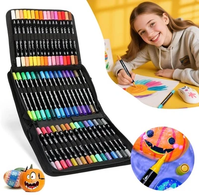 72 Farben Acrylstifte Set Doppelseitige Spitzen Multimarker Acrylfarben Stifte - Bild 1 von 4