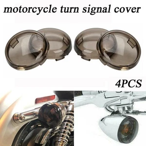 4PCS Motorcycle Lenses Cover Turn Signal Blinker Smoke For Harley Dyna Sportster - Picture 1 of 10