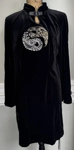 Asiatisch inspiriertes schwarzes Samtkleid Damengröße 2X Ninja neu mit Etikett - Bild 1 von 13