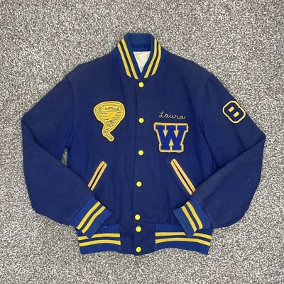 Holloway Women’s Letterman Varsity Jacket West Laura Small 70s 80s Snap VTG - Image 1 of 4