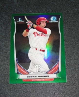 2014 Bowman Chrome AARON BROWN Mini Green Refractor RC/15 Philadelphia PHILLIES - Image 1 of 2