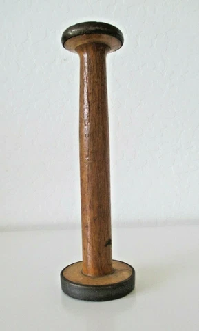 Antique Wooden Textile Spool Spindle 10.25" Tall Candlestick Holder Vtg AZ22 Cover