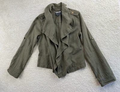 Chaqueta Blazer Para Mujer BROOKLYN INDUSTRIES Talla 4 Verde Oliva Frente Abierto Lona Foto 1 de 4