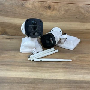 2 Pack OOSSXX Wifi Security Camera White 2-Way Audio Digital Zoom w/Solar Panel - Picture 1 of 8