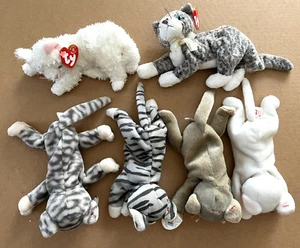 TY 6 Vintage Beanie Babies MEOW Gray & Whitish!! - Picture 1 of 1