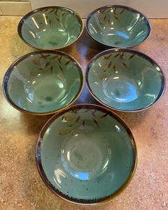 Japanese Green Speckle Glazed Hand Painted 7” Noodle / Ramen Bowl 5 available - Picture 1 of 7