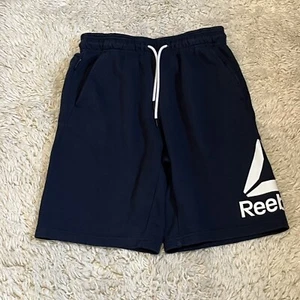 Reebok Shorts Herren klein blau Sweatshorts Reißverschlusstasche Kordelzug - Bild 1 von 8