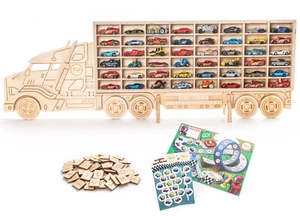Wood Toy Car Storage Organiser – Floor/Wall Display Case Shelf Holds 48 Cars - Picture 1 of 11
