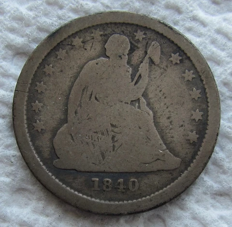 1840-O With Drapery Seated Liberty Quarter Rare Early Date New Orleans Full Date Cover