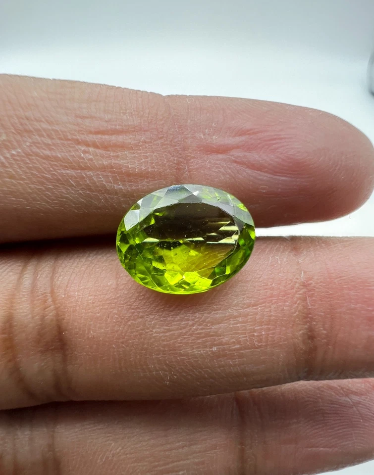 Certified Natural Peridot Loose Gemstone | Oval |Green Faceted Stone for Jewelry - Image 1 of 3
