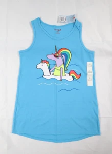 Cat and Jack Kids Girl's Large (L) 10/12 Blue Unicorn Sleeveless Tank Top NEW - Picture 1 of 10