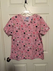 SB Scrubs Womans Top Size Medium Mock Crossover, Tie Back, Multi Colored - Picture 1 of 4